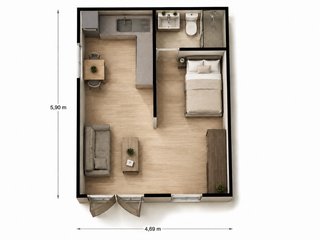 Casa modular nueva de 29 m2 con baño y cocina