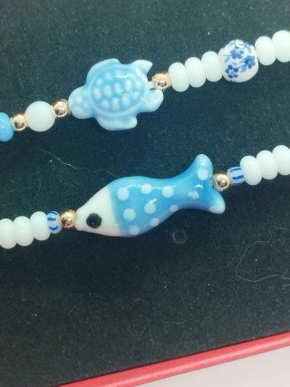 Conjunto Pulseras ajustables  Cerámica motivo Pez