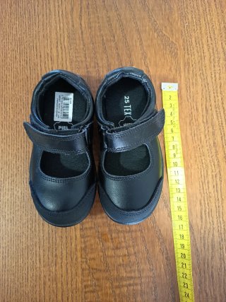 Zapatos Escolares Negros Piel Talla 25