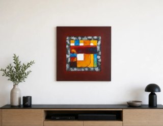 Cuadro moderno 80x80cm cristal y madera