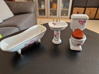 Set Baño Miniatura Flores Dollhouse