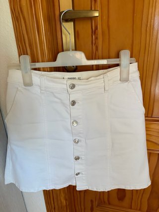 Falda Mango Blanco Botones Talla M