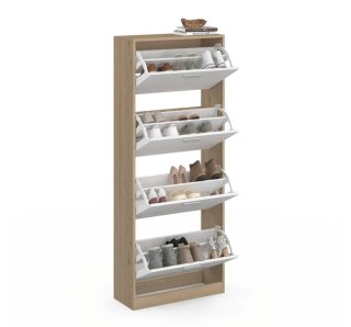 Mueble zapatero blanco y madera
