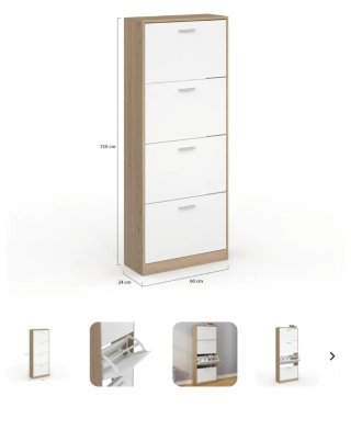 Mueble zapatero blanco y madera