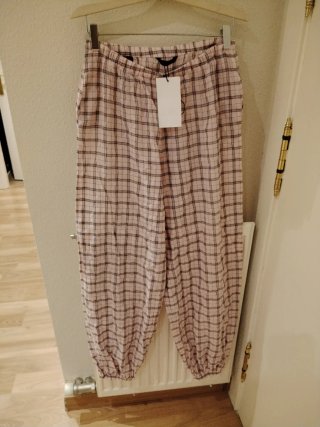 Pantalón bombacho Zara cuadros rosa talla XS