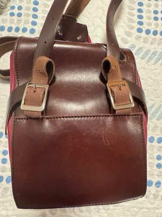 Mochila Talabarte Piel Marrón y Morado