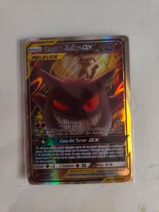 Carta Pokémon Gengar y Mimikyu GX 240 PS