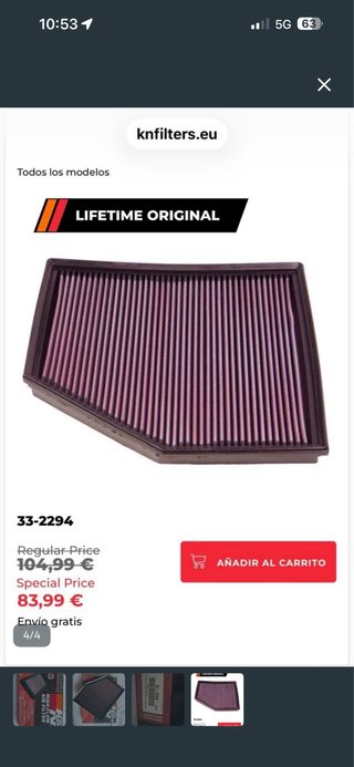 Filtro K&N BMW E60/E63 Gasolina