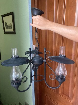 Lámpara forja y cristal estilo rústico