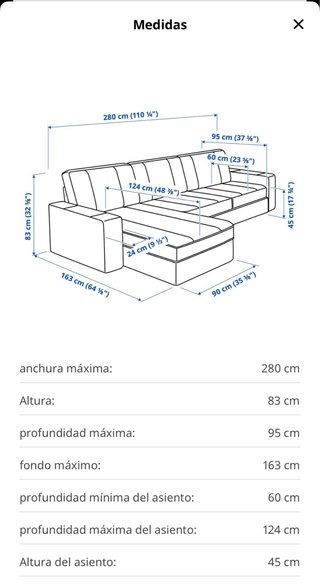 Sofá Kivik Ikea con chaiselongue
