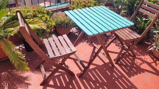 Mesa y 2 Sillas Terraza Madera Ikea