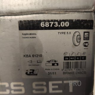 JUEGO DISCOS FRENO TRASEROS DAEWOO NUBIRA NUEVO 687300