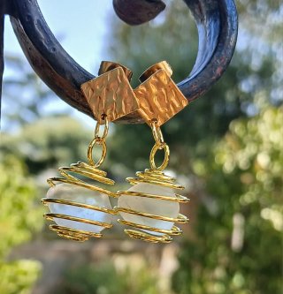 Conjunto Cristal Mar Blanco y Oro