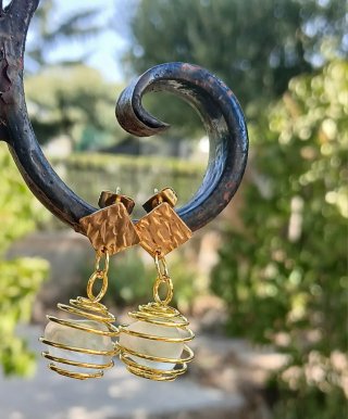 Conjunto Cristal Mar Blanco y Oro