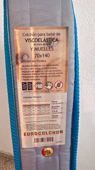 Colchón bebé viscoelástico 70x140 cm