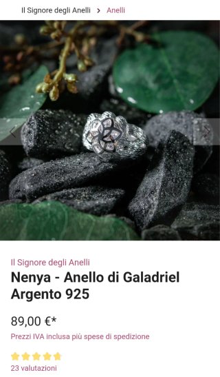 Anello fedele replica Nenya di Galadriel