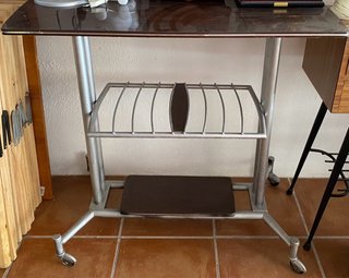 Mueble TV antiguo cristal, metal y madera