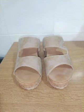 Sandalias de plataforma con cuña de corcho