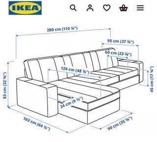 Sofá Chaiselongue KIVIK Ikea Gris