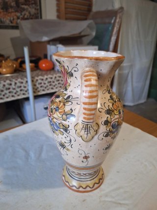 Vaso Ceramica Deruta Fiorito Manici