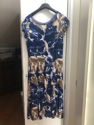 Abito donna fantasia floreale blu e marrone