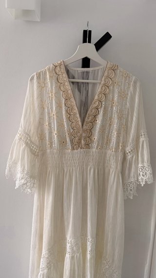 Vestido Boho Beige y Blanco