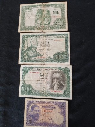Lote de 4 Billetes Antiguos Españoles