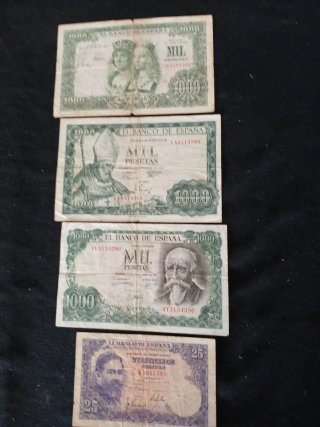 Lote de 4 Billetes Antiguos Españoles