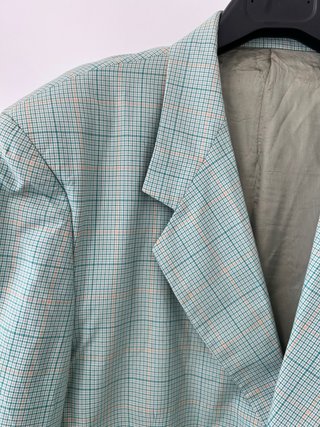 Giacca Vintage Quadri Verde Acqua Sartoriale