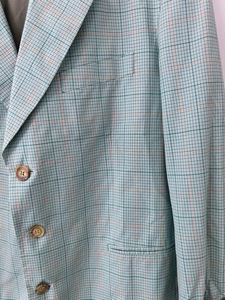 Giacca Vintage Quadri Verde Acqua Sartoriale