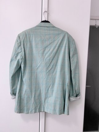 Giacca Vintage Quadri Verde Acqua Sartoriale