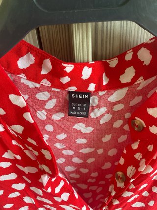 Abito lungo rosso con pois bianchi