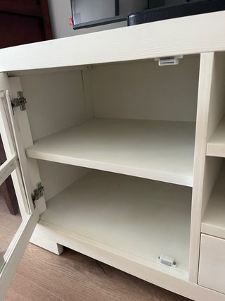 Mueble TV madera maciza con cristal