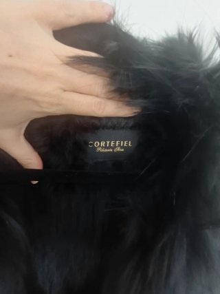 Abrigo Piel Conejo Cortefiel Negro