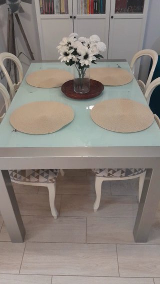 Mesa de comedor extensible cristal