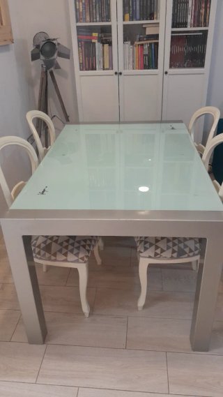 Mesa de comedor extensible cristal
