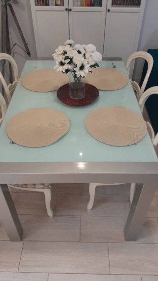 Mesa de comedor extensible cristal