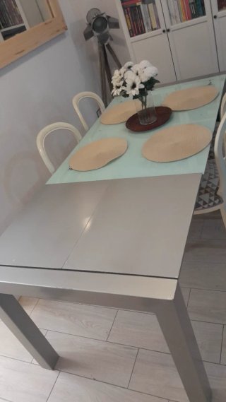 Mesa de comedor extensible cristal