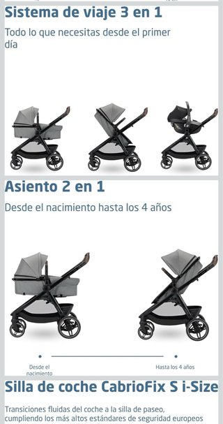 Cochecito Bebé 3 Piezas: Capazo, Silla y Grupo 0