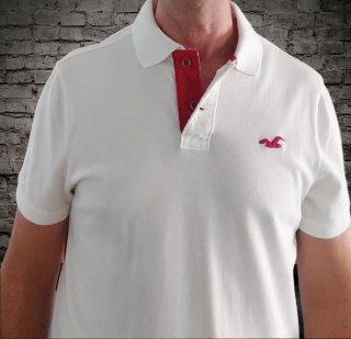 Polo Hollister Blanco y Rojo