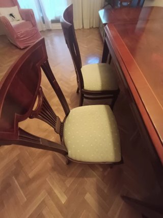Mesa comedor extensible + 6 sillas madera