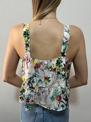 Blusa floral blanca Stradivarius Talla L