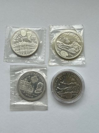 Lote 4 monedas 2000 pesetas plata Juan Carlos I