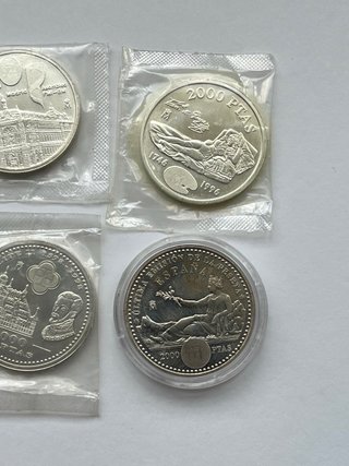 Lote 4 monedas 2000 pesetas plata Juan Carlos I