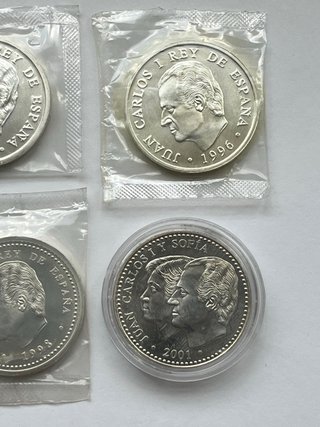 Lote 4 monedas 2000 pesetas plata Juan Carlos I