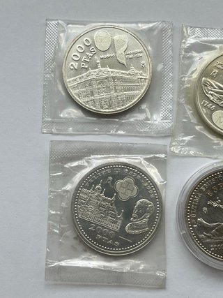 Lote 4 monedas 2000 pesetas plata Juan Carlos I
