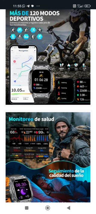 Reloj Inteligente 1000 mAh 2.01 Militar