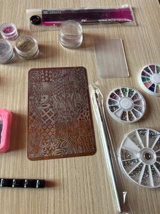 Lote decoración uñas: glitter, stamping, etc.