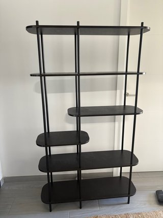 Estantería Negra Acero y Madera