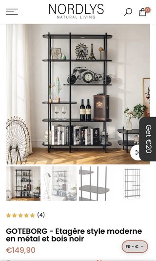 Estantería Negra Acero y Madera